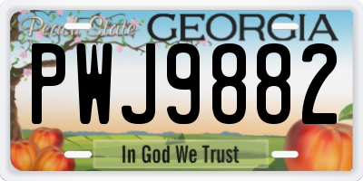 GA license plate PWJ9882