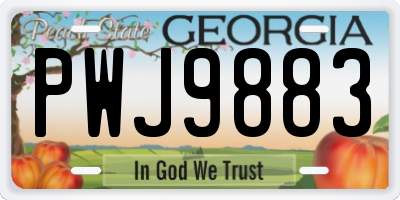 GA license plate PWJ9883