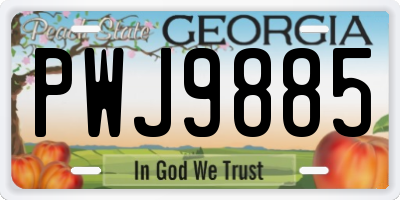 GA license plate PWJ9885
