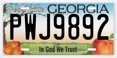 GA license plate PWJ9892