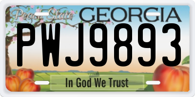 GA license plate PWJ9893