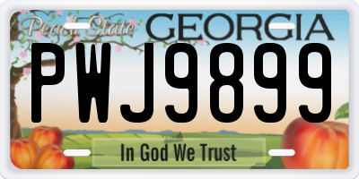 GA license plate PWJ9899