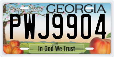 GA license plate PWJ9904