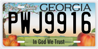 GA license plate PWJ9916