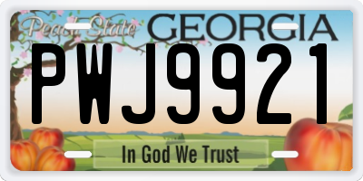 GA license plate PWJ9921