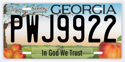 GA license plate PWJ9922