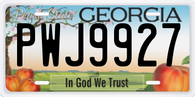 GA license plate PWJ9927