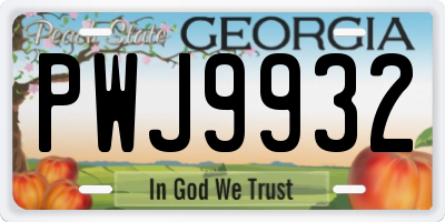 GA license plate PWJ9932