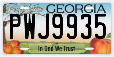 GA license plate PWJ9935
