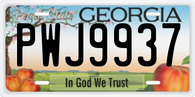 GA license plate PWJ9937