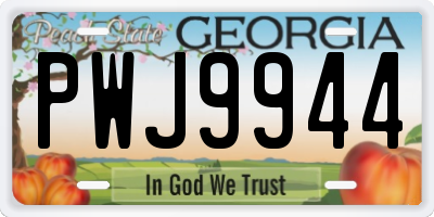 GA license plate PWJ9944