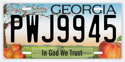 GA license plate PWJ9945