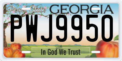 GA license plate PWJ9950