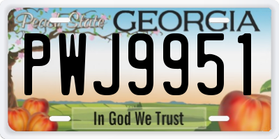 GA license plate PWJ9951