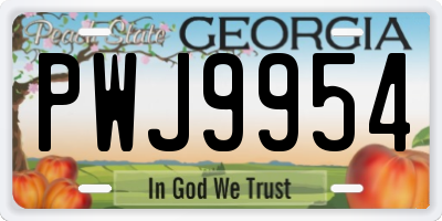 GA license plate PWJ9954