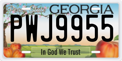 GA license plate PWJ9955