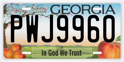 GA license plate PWJ9960
