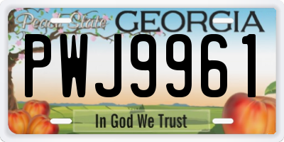 GA license plate PWJ9961