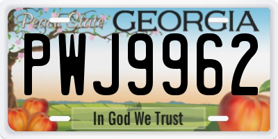 GA license plate PWJ9962
