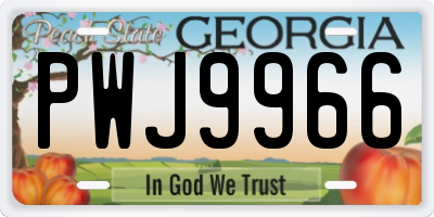 GA license plate PWJ9966