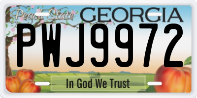 GA license plate PWJ9972