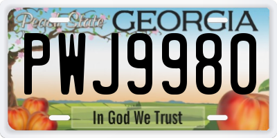 GA license plate PWJ9980
