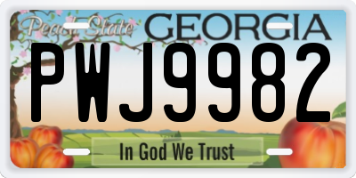 GA license plate PWJ9982