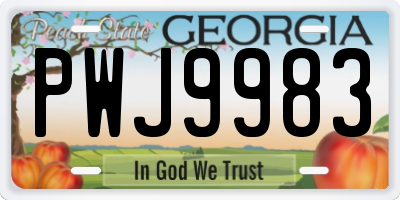 GA license plate PWJ9983