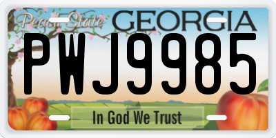 GA license plate PWJ9985