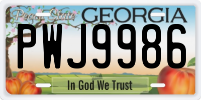 GA license plate PWJ9986