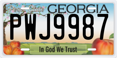 GA license plate PWJ9987