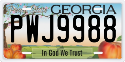 GA license plate PWJ9988