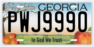 GA license plate PWJ9990