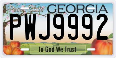 GA license plate PWJ9992