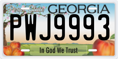 GA license plate PWJ9993