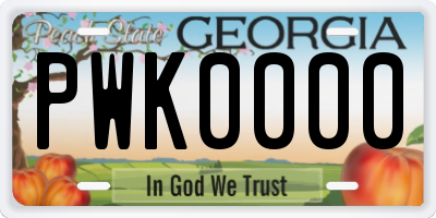 GA license plate PWK0000