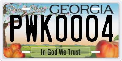 GA license plate PWK0004