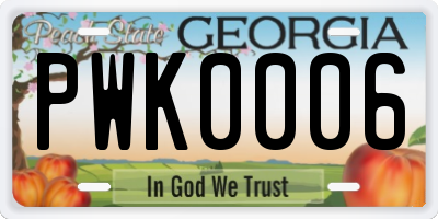 GA license plate PWK0006