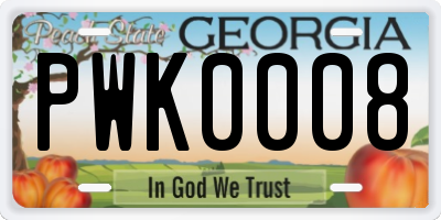 GA license plate PWK0008