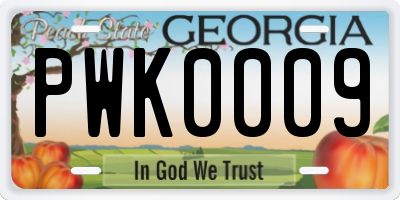 GA license plate PWK0009