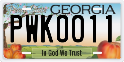 GA license plate PWK0011