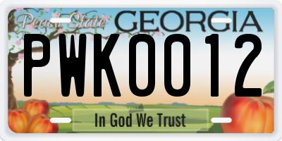 GA license plate PWK0012