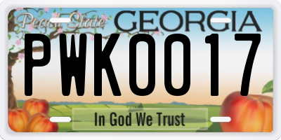 GA license plate PWK0017