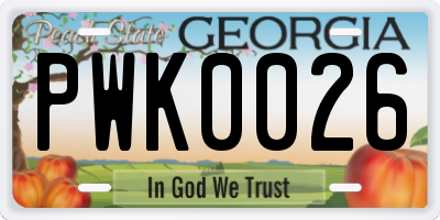 GA license plate PWK0026