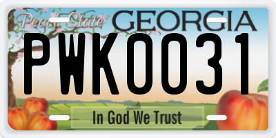 GA license plate PWK0031