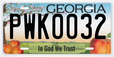 GA license plate PWK0032