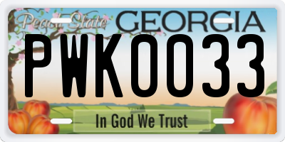 GA license plate PWK0033