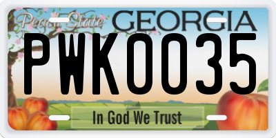 GA license plate PWK0035
