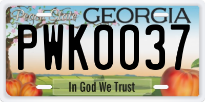 GA license plate PWK0037
