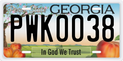 GA license plate PWK0038